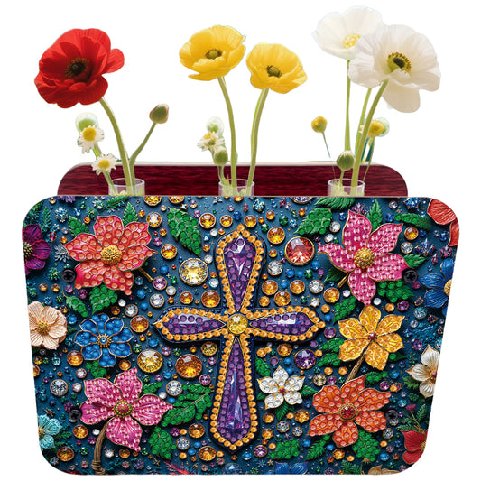 Gem Cross DIY Diamond Painting Wooden Tube Vase for Adults Gift Idea Home Decor