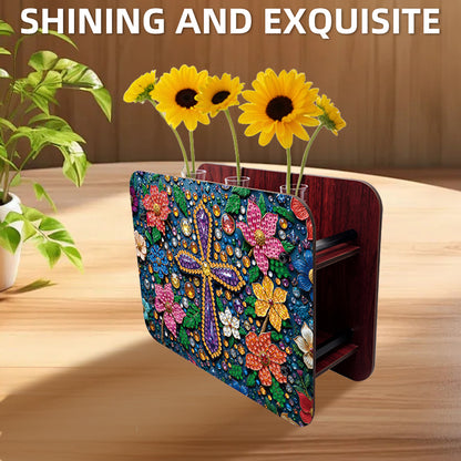 Gem Cross DIY Diamond Painting Wooden Tube Vase for Adults Gift Idea Home Decor
