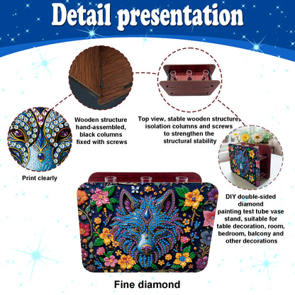 Gem Wolf DIY Diamond Painting Wooden Tube Vase for Adults Gift Idea Home Decor