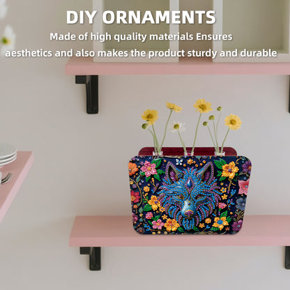 Gem Wolf DIY Diamond Painting Wooden Tube Vase for Adults Gift Idea Home Decor