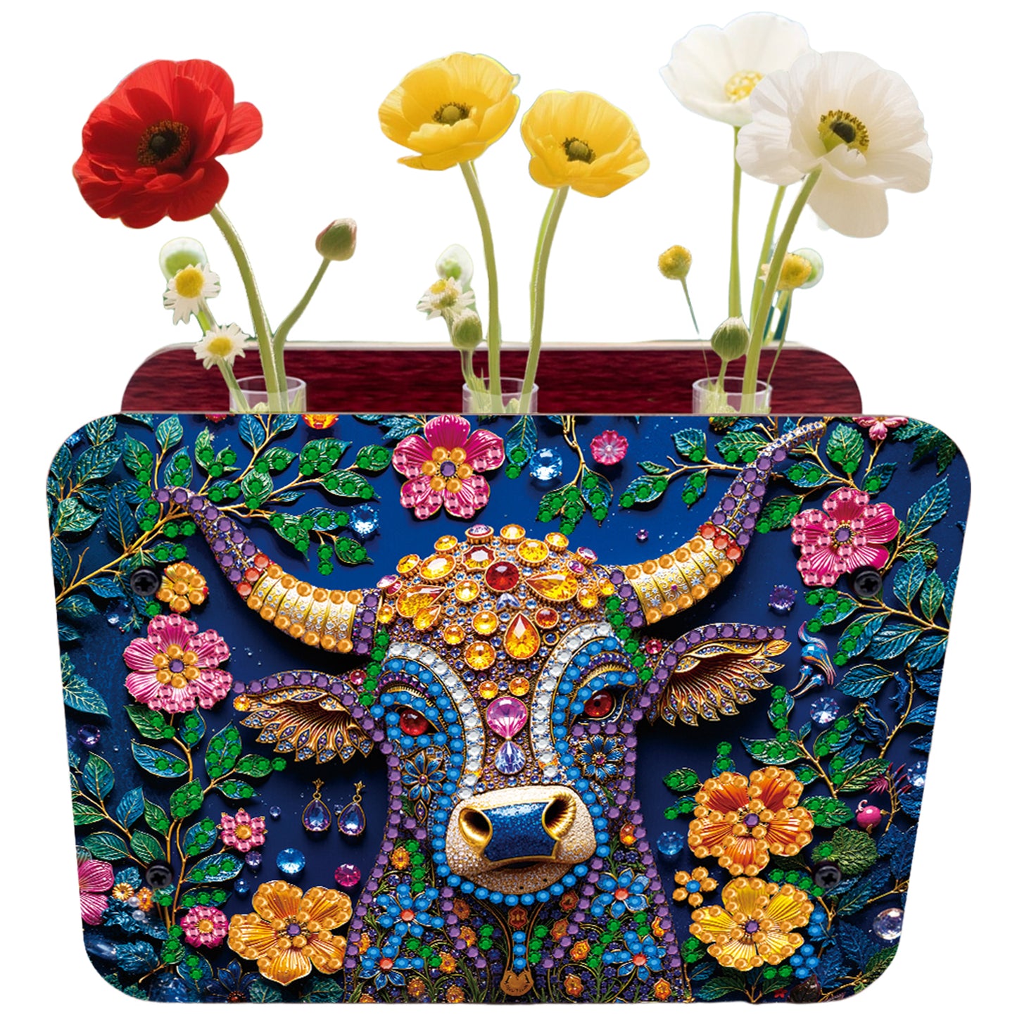 Gem Cow DIY Diamond Painting Wooden Tube Vase for Adults Gift Idea Home Decor