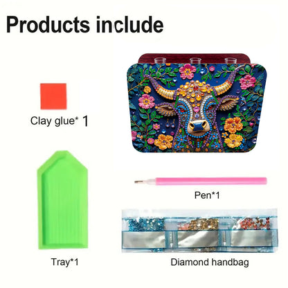 Gem Cow DIY Diamond Painting Wooden Tube Vase for Adults Gift Idea Home Decor