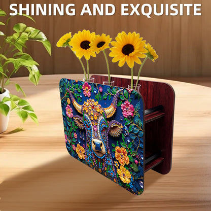 Gem Cow DIY Diamond Painting Wooden Tube Vase for Adults Gift Idea Home Decor