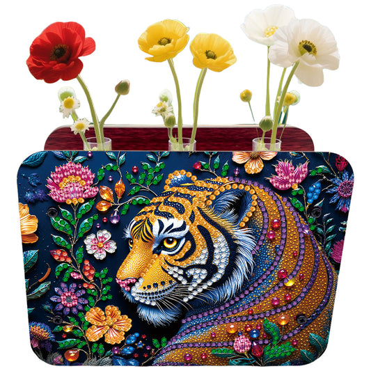 Gem Tiger DIY Diamond Painting Wooden Tube Vase for Adults Gift Idea Home Decor