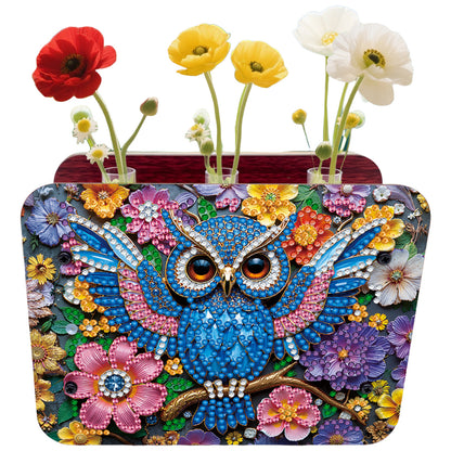 Gem Owl DIY Diamond Painting Wooden Tube Vase for Adults Gift Idea Home Decor