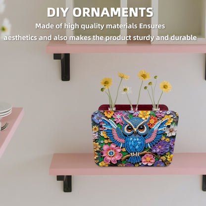 Gem Owl DIY Diamond Painting Wooden Tube Vase for Adults Gift Idea Home Decor