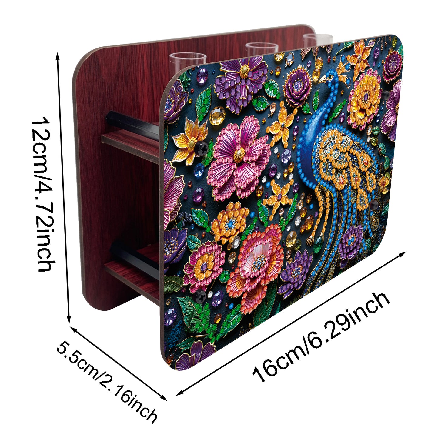 Gem Peacock DIY Diamond Painting Wooden Tube Vase for Adults Gift Home Decor