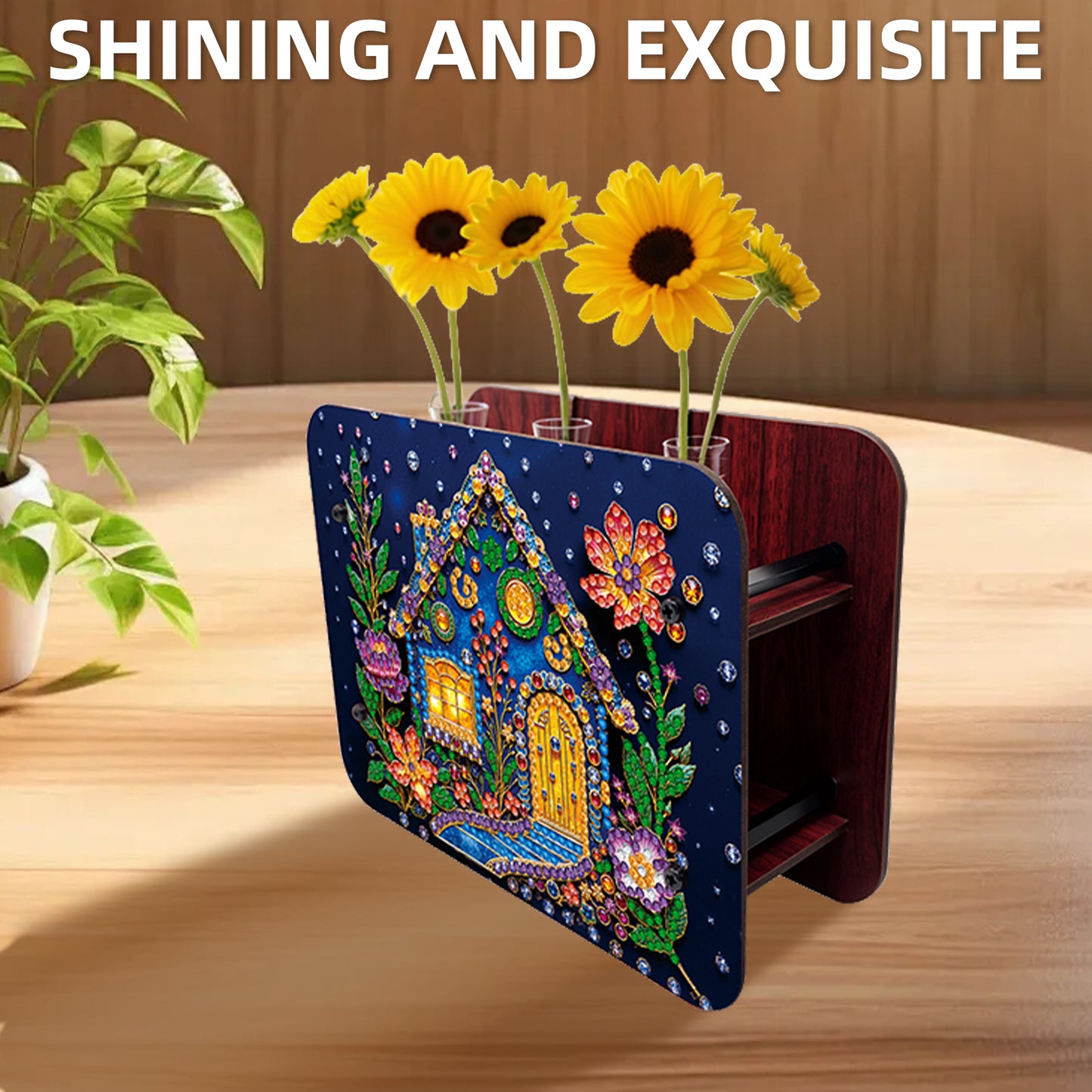 Gem House DIY Diamond Painting Wooden Tube Vase for Adults Gift Idea Home Decor