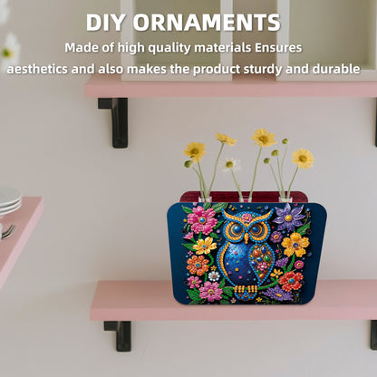 Gem Owl DIY Diamond Painting Wooden Tube Vase for Adults Gift Idea Home Decor