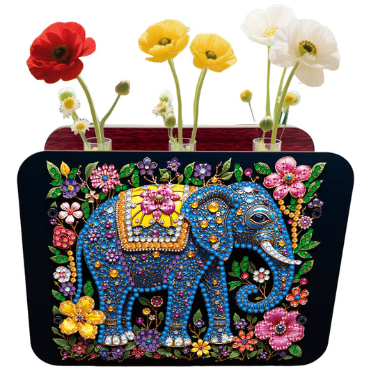 Gem Elephant DIY Diamond Painting Wooden Tube Vase for Adults Gift Home Decor