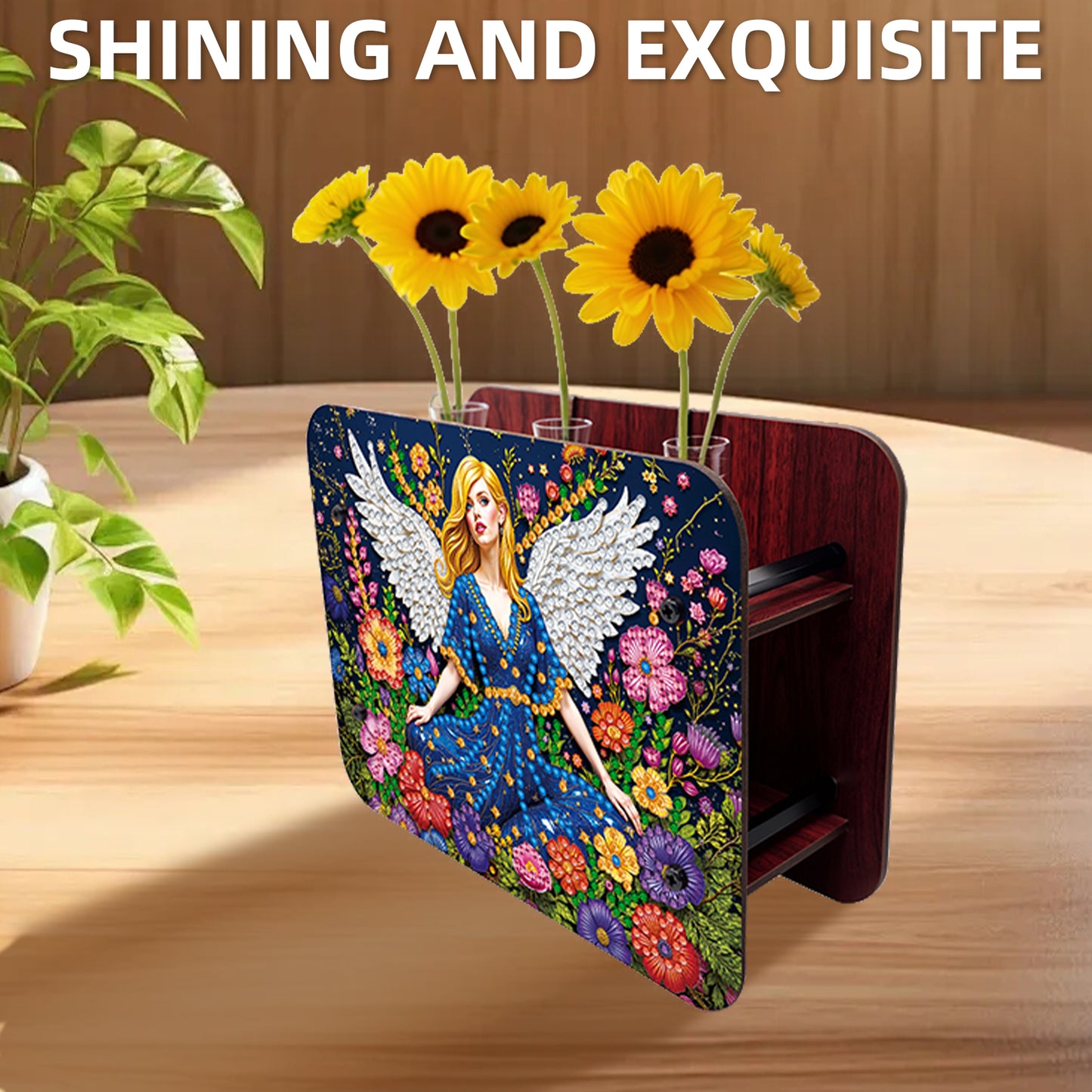 Angel Girl DIY Diamond Painting Wooden Tube Vase for Adults Gift Idea Home Decor
