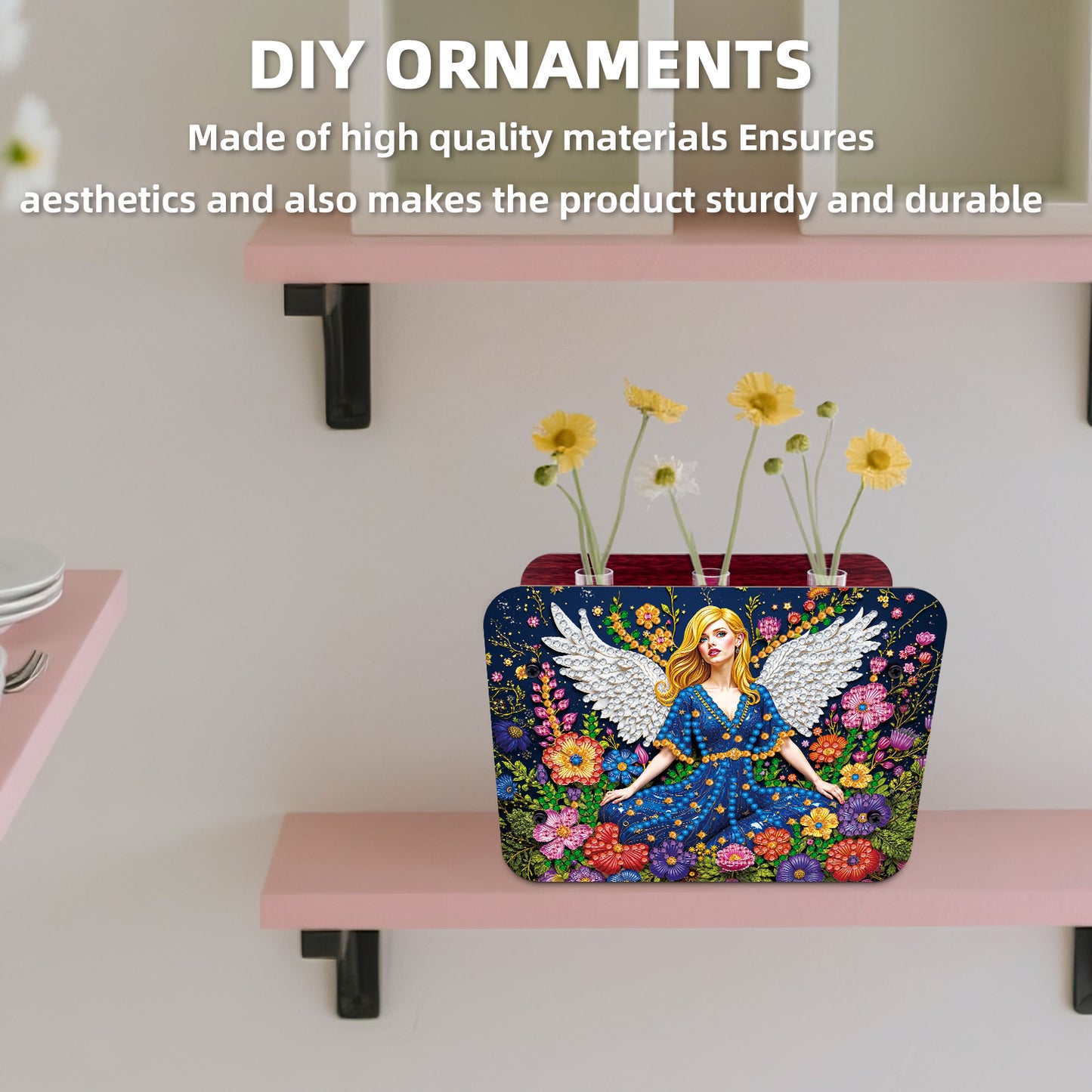 Angel Girl DIY Diamond Painting Wooden Tube Vase for Adults Gift Idea Home Decor