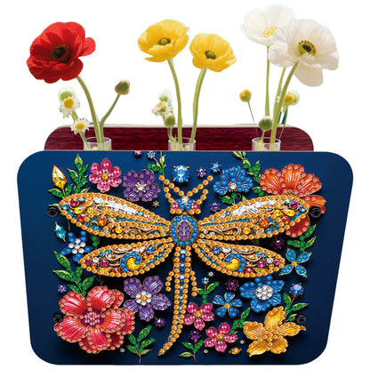 Gem Dragonfly DIY Diamond Painting Wooden Tube Vase for Adults Gift Home Decor