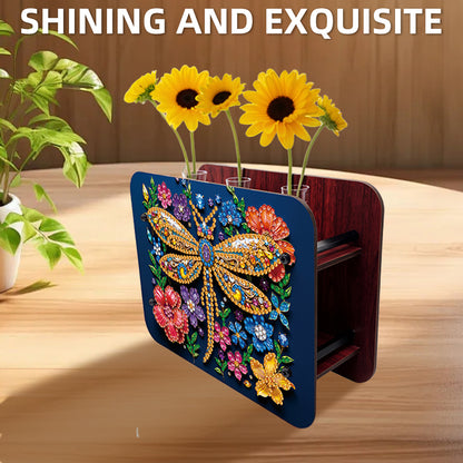 Gem Dragonfly DIY Diamond Painting Wooden Tube Vase for Adults Gift Home Decor