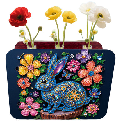 Gem Rabbit DIY Diamond Painting Wooden Tube Vase for Adults Gift Idea Home Decor
