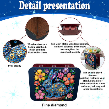 Gem Rabbit DIY Diamond Painting Wooden Tube Vase for Adults Gift Idea Home Decor