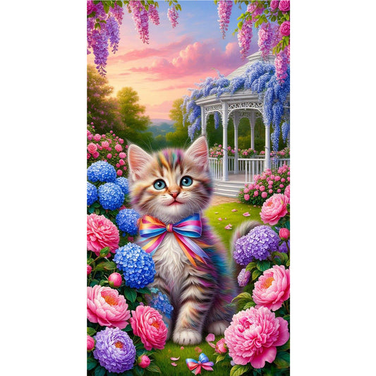 Cat In The Garden - Full Round Drill Diamond Painting 40*70CM