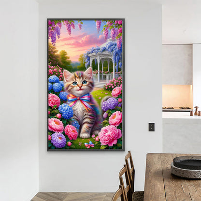 Cat In The Garden - Full Round Drill Diamond Painting 40*70CM