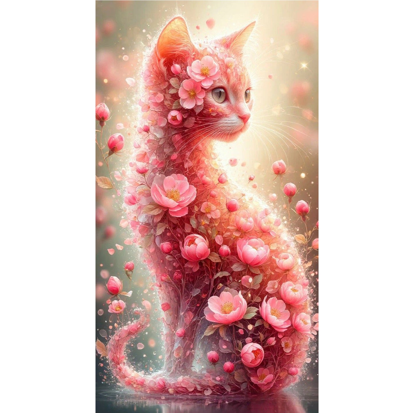 Flowers And Cats - Full Round Drill Diamond Painting 40*70CM