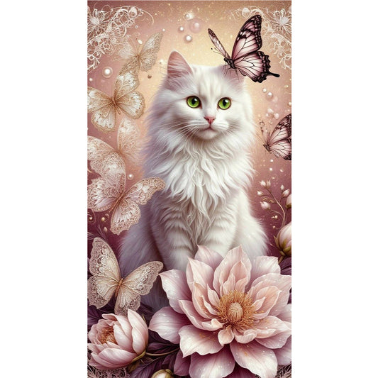 Flowers And Cats - Full Round Drill Diamond Painting 40*70CM
