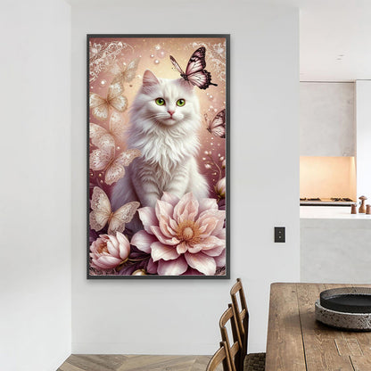 Flowers And Cats - Full Round Drill Diamond Painting 40*70CM
