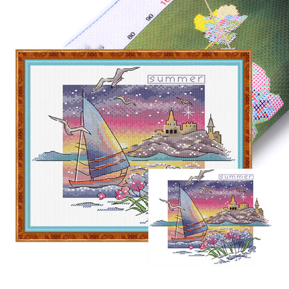 Summer - 14CT Stamped Cross Stitch 26*23CM (Joy Sunday)