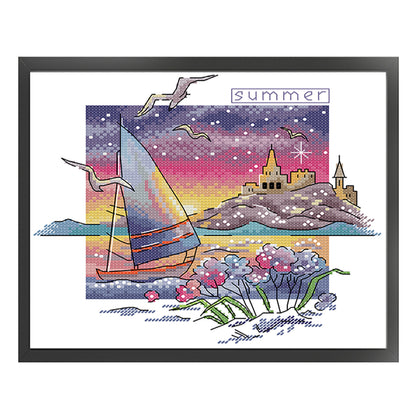 Summer - 14CT Stamped Cross Stitch 26*23CM (Joy Sunday)