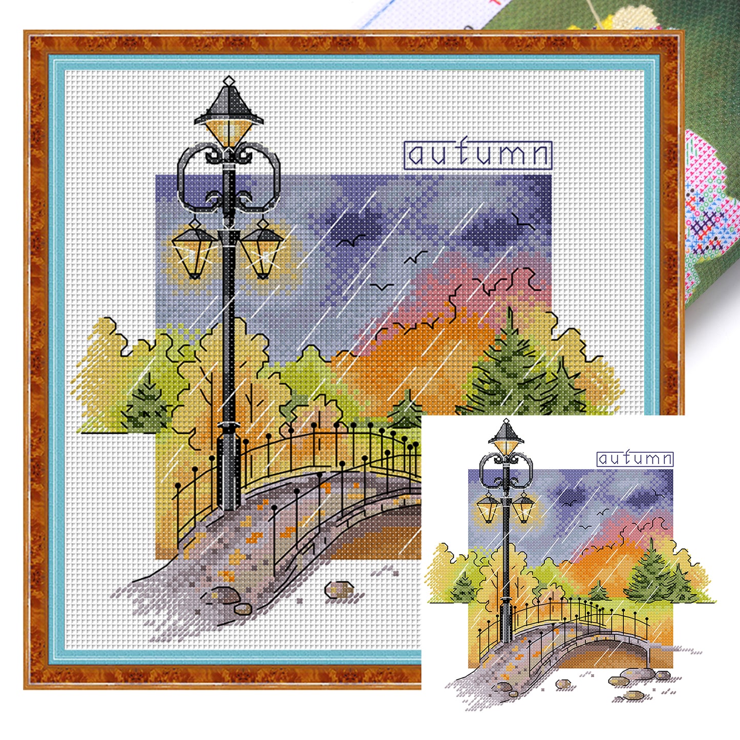 Autumn - 14CT Stamped Cross Stitch 26*26CM (Joy Sunday)