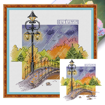 Autumn - 14CT Stamped Cross Stitch 26*26CM (Joy Sunday)