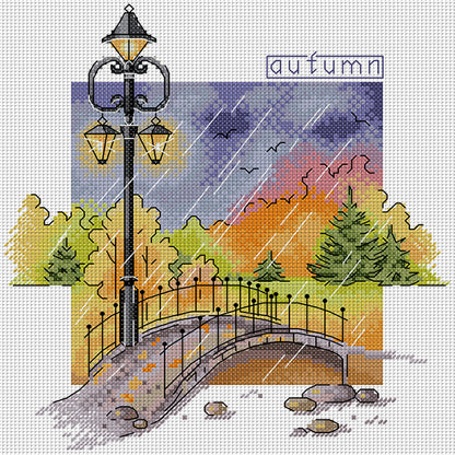 Autumn - 14CT Stamped Cross Stitch 26*26CM (Joy Sunday)