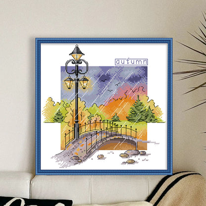 Autumn - 14CT Stamped Cross Stitch 26*26CM (Joy Sunday)