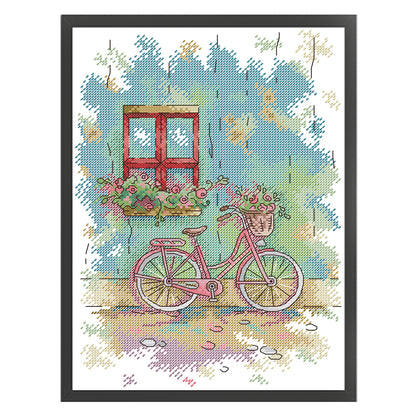 Bicycle - 14CT Stamped Cross Stitch 26*33CM (Joy Sunday)