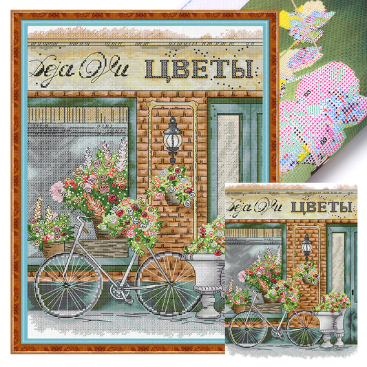 Flower Shop Five - 14CT Stamped Cross Stitch 33*43CM (Joy Sunday)