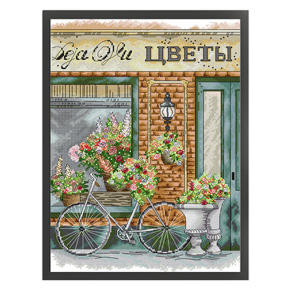 Flower Shop Five - 14CT Stamped Cross Stitch 33*43CM (Joy Sunday)