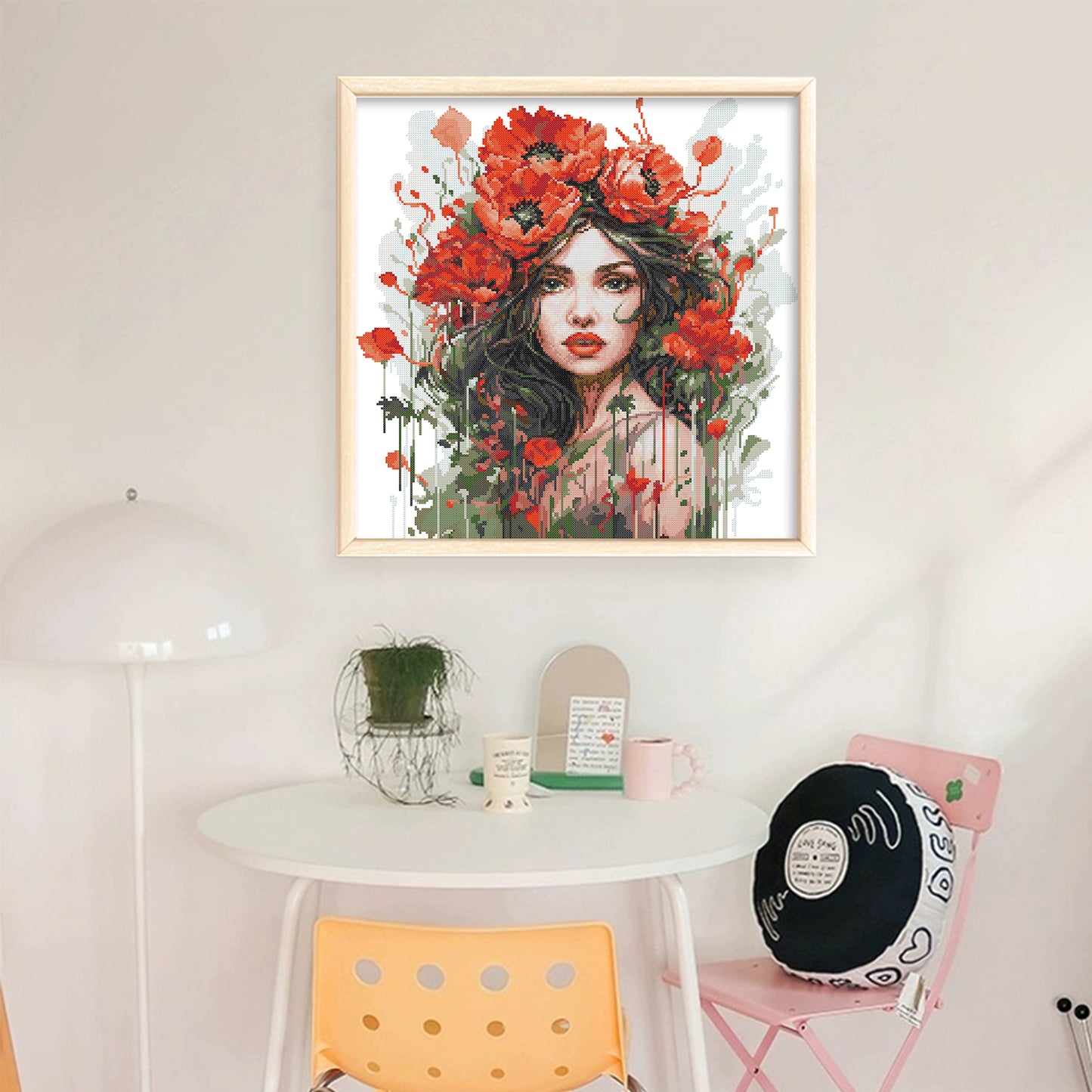 Girl Wearing Carnations - 14CT Stamped Cross Stitch 44*45CM (Joy Sunday)