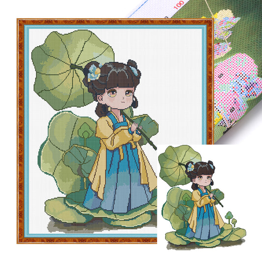 Lotus Charm - 14CT Stamped Cross Stitch 48*53CM (Joy Sunday)