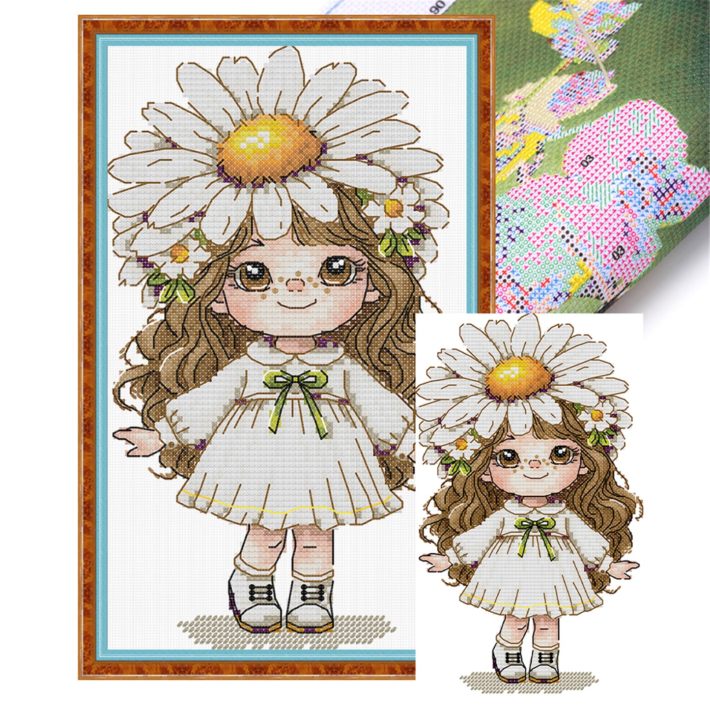 Girl With Chamomiles - 14CT Stamped Cross Stitch 16*26CM (Joy Sunday)