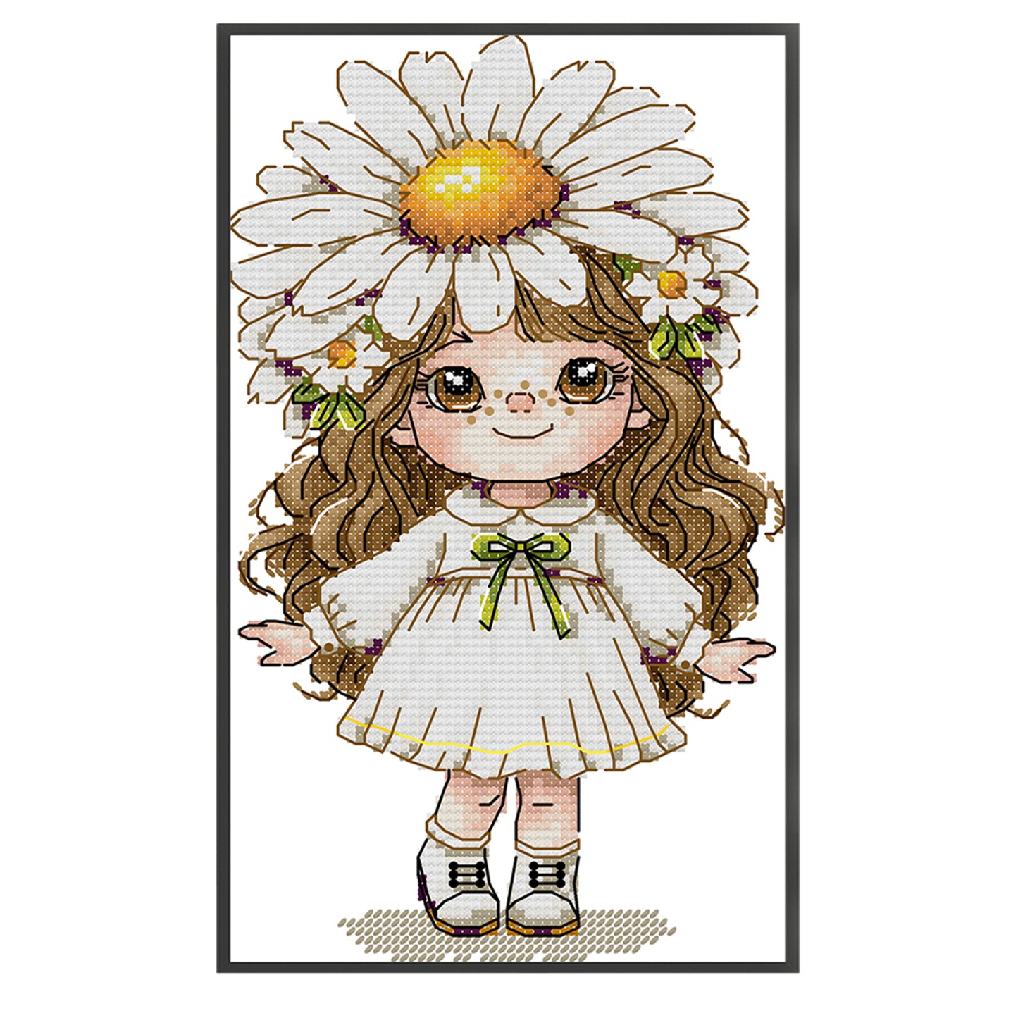 Girl With Chamomiles - 14CT Stamped Cross Stitch 16*26CM (Joy Sunday)