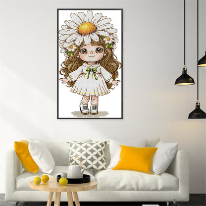 Girl With Chamomiles - 14CT Stamped Cross Stitch 16*26CM (Joy Sunday)