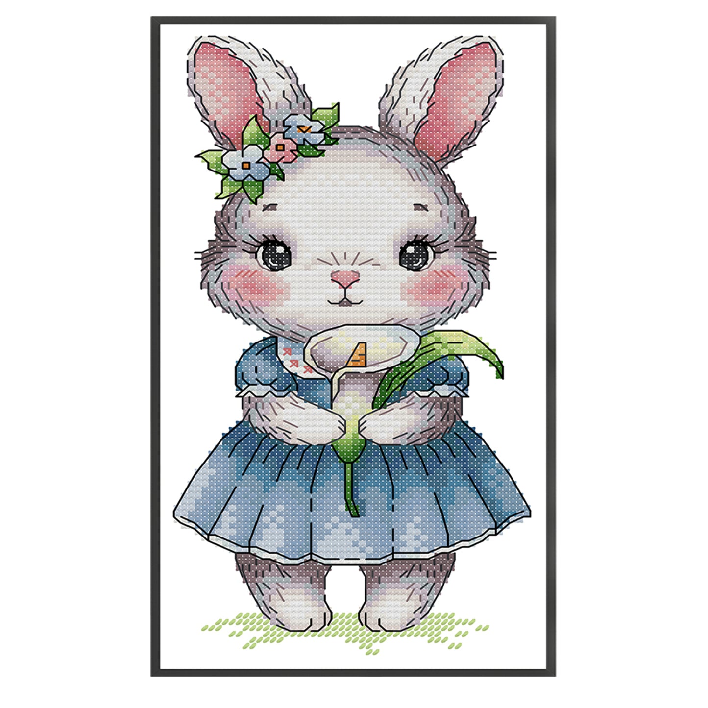 Rabbit And Calla Lily - 14CT Stamped Cross Stitch 15*27CM (Joy Sunday)