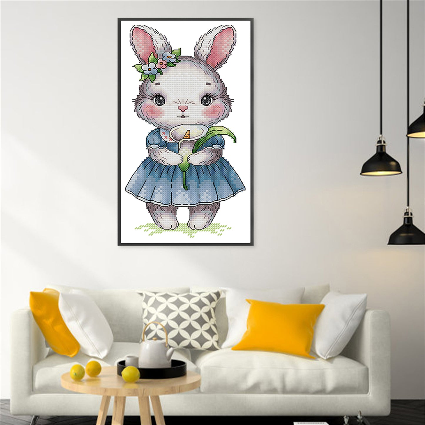 Rabbit And Calla Lily - 14CT Stamped Cross Stitch 15*27CM (Joy Sunday)