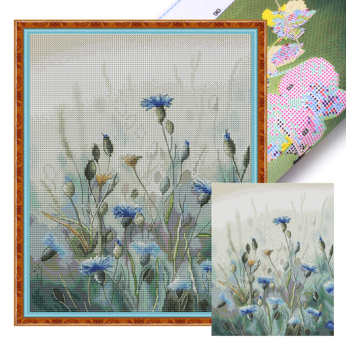 Cornflowers - 14CT Stamped Cross Stitch 28*35CM (Joy Sunday)