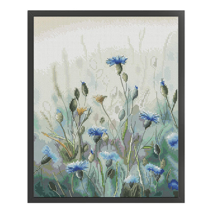 Cornflowers - 14CT Stamped Cross Stitch 28*35CM (Joy Sunday)
