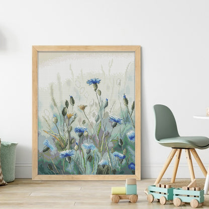 Cornflowers - 14CT Stamped Cross Stitch 28*35CM (Joy Sunday)