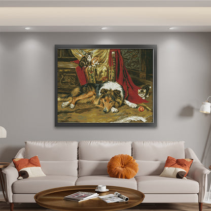 German Shepherd - 14CT Stamped Cross Stitch 66*52CM (Joy Sunday)