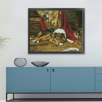 German Shepherd - 14CT Stamped Cross Stitch 66*52CM (Joy Sunday)