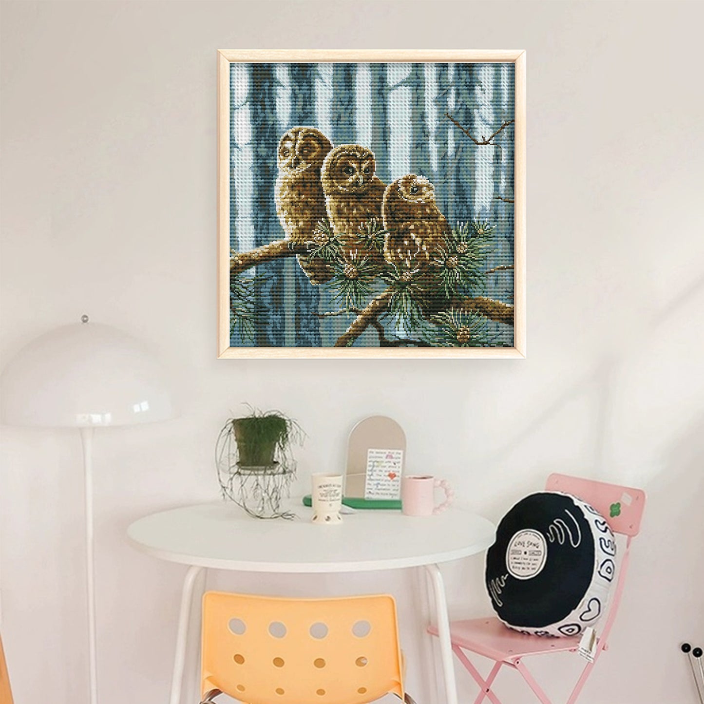 A Family Of Owls - 14CT Stamped Cross Stitch 46*46CM (Joy Sunday)