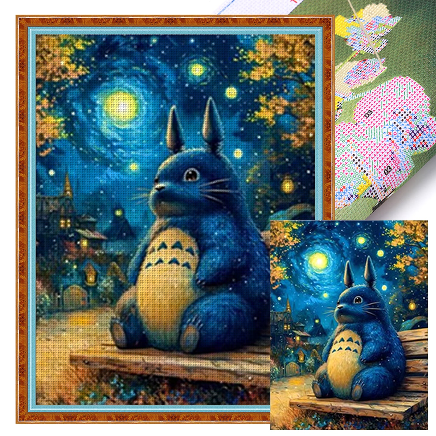 Totoro Under The Stars - 11CT Stamped Cross Stitch 50*68CM (Mona Lisa Brand)