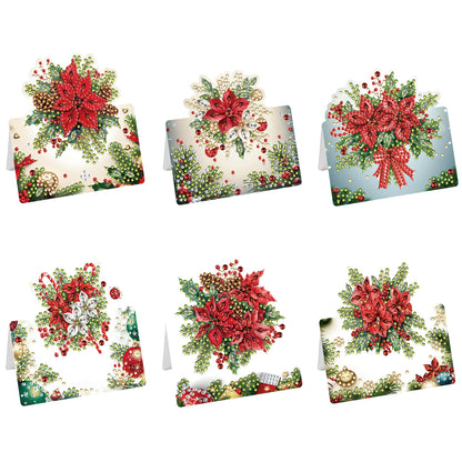 6 Packs Christmas Flower DIY Diamond Painting Greeting Cards for Adults Gifts