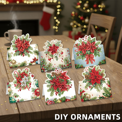 6 Packs Christmas Flower DIY Diamond Painting Greeting Cards for Adults Gifts